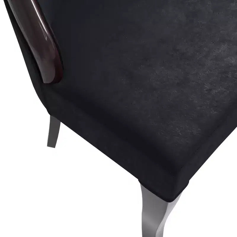 LeisureMod Dining Chair Upholstered in Leather/Velvet Cozy Accent Kitchen Chair with Rubberwood Legs Novara Series Set of 4