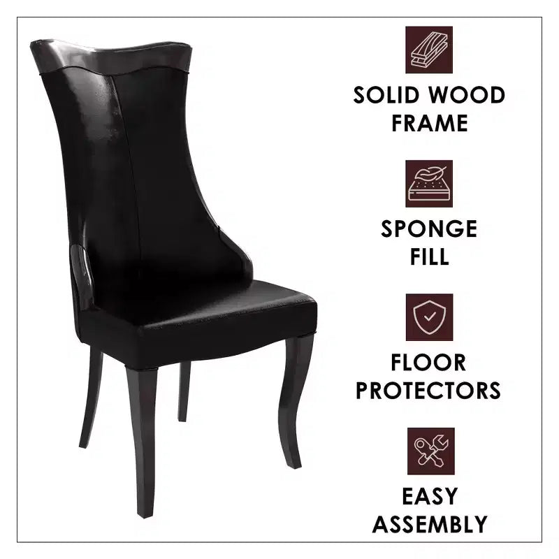 LeisureMod Dining Chair Upholstered in Leather/Velvet Cozy Accent Kitchen Chair with Rubberwood Legs Novara Series Set of 4