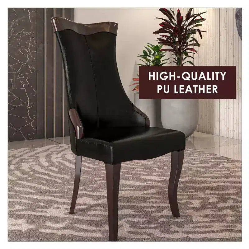 LeisureMod Dining Chair Upholstered in Leather/Velvet Cozy Accent Kitchen Chair with Rubberwood Legs Novara Series Set of 4