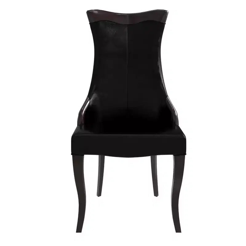 LeisureMod Dining Chair Upholstered in Leather/Velvet Cozy Accent Kitchen Chair with Rubberwood Legs Novara Series Set of 4