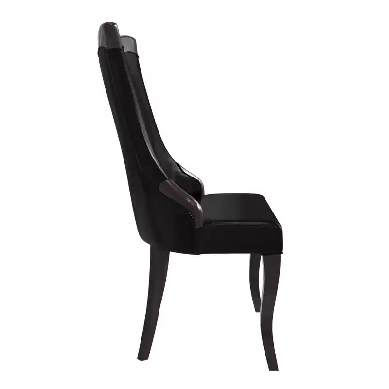 LeisureMod Dining Chair Upholstered in Leather/Velvet Cozy Accent Kitchen Chair with Rubberwood Legs Novara Series Set of 4
