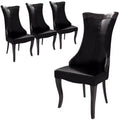 LeisureMod Dining Chair Upholstered in Leather/Velvet Cozy Accent Kitchen Chair with Rubberwood Legs Novara Series Set of 4