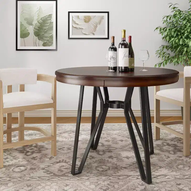 Christopher Knight Home Wedy 46.85 Round Top 4 Seats Counter Height Table with Hairpin Leg