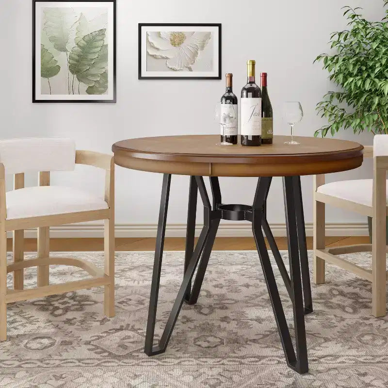 Christopher Knight Home Wedy 46.85 Round Top 4 Seats Counter Height Table with Hairpin Leg
