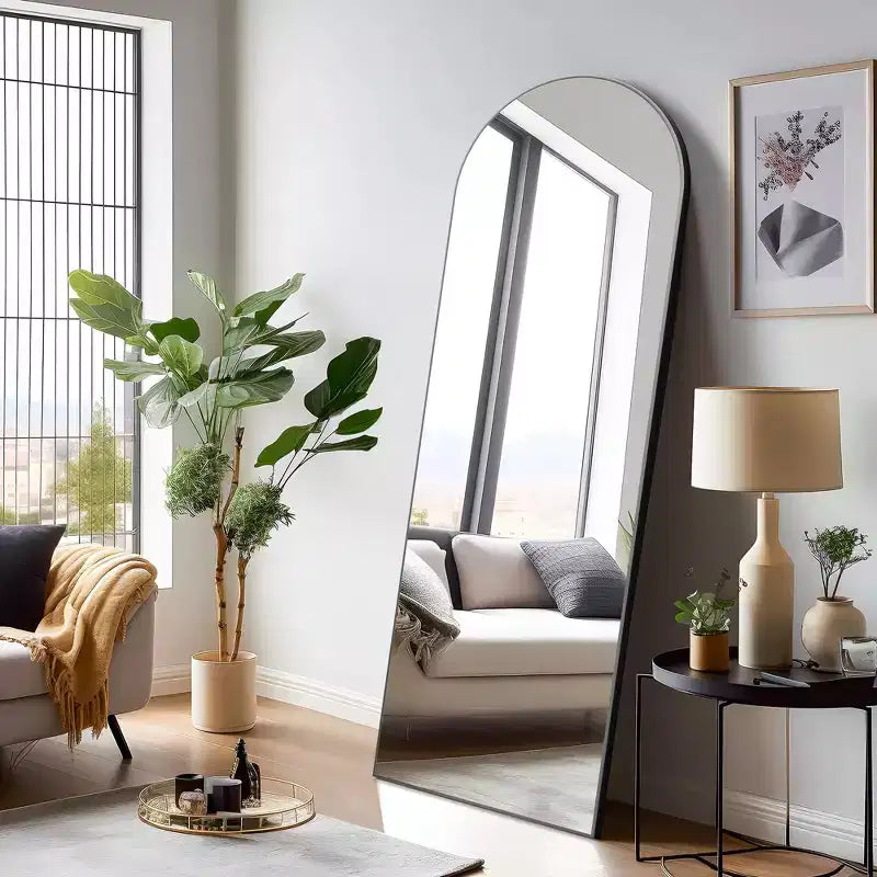 PexFix 71x31 Large Arched TOP Full Length Floor Mirror Framed Bathroom Mirror for Living Room Black