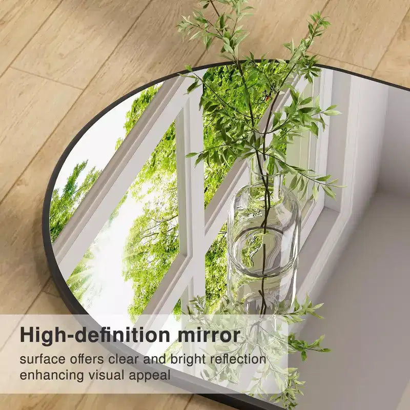 PexFix 71x31 Large Arched TOP Full Length Floor Mirror Framed Bathroom Mirror for Living Room Black