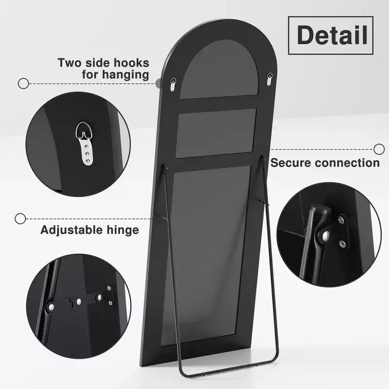 PexFix 71x31 Large Arched TOP Full Length Floor Mirror Framed Bathroom Mirror for Living Room Black