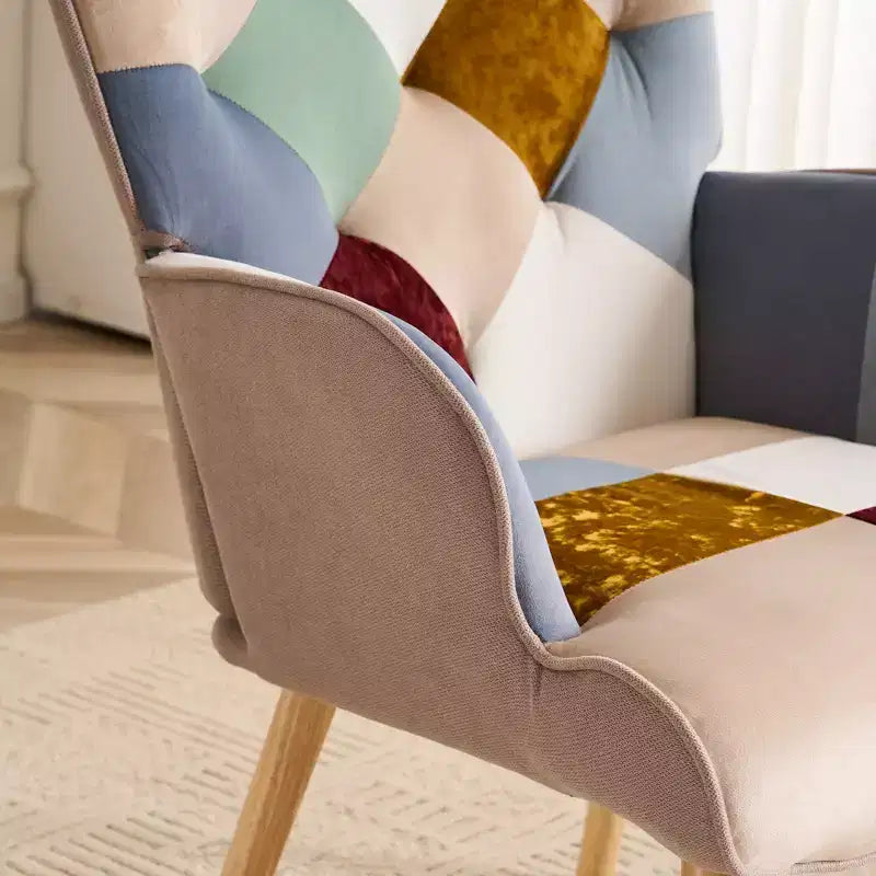 FERPIT Patchwork Upholstered Accent Chair, Living Room Lounge Chair with Wingback and Armrest
