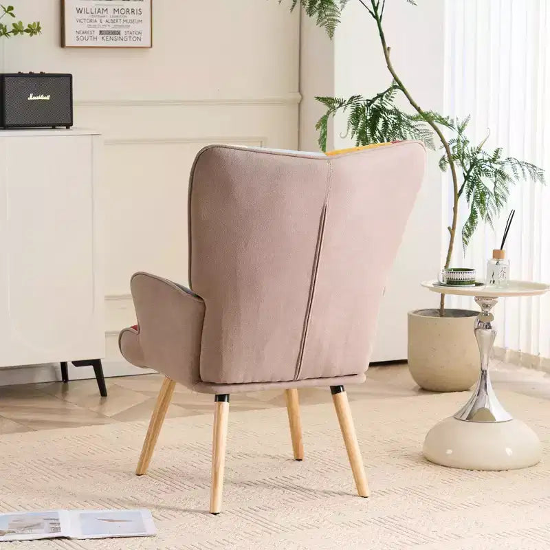 FERPIT Patchwork Upholstered Accent Chair, Living Room Lounge Chair with Wingback and Armrest