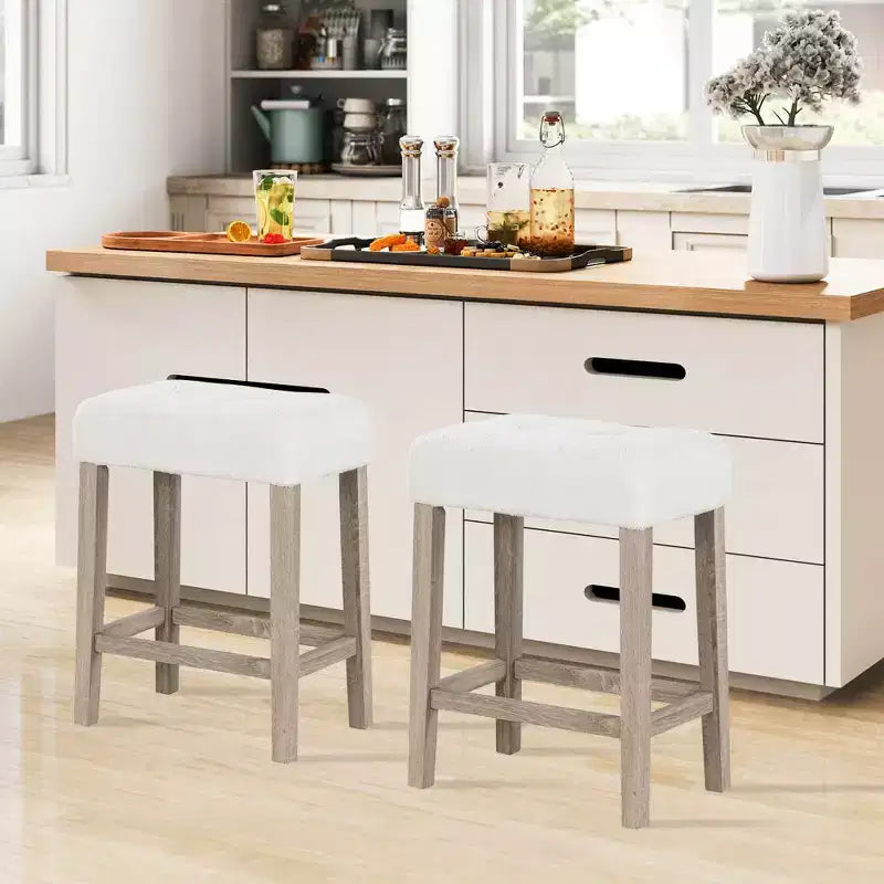 Costway Counter Height Bar Stools Set of 2/4 with Rubber Wood Legs Footrest Modern for Home