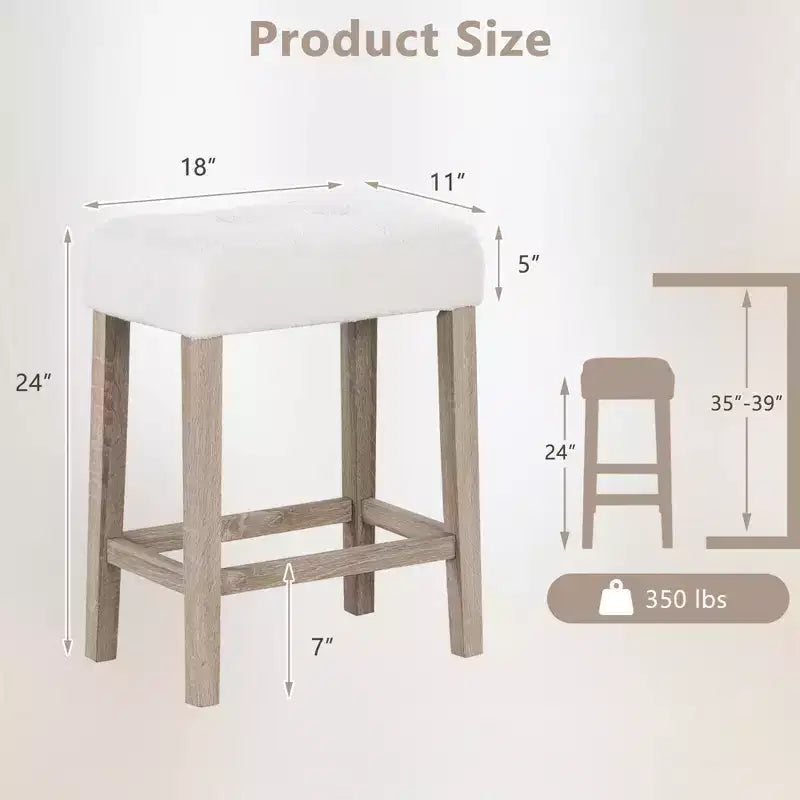 Costway Counter Height Bar Stools Set of 2/4 with Rubber Wood Legs Footrest Modern for Home