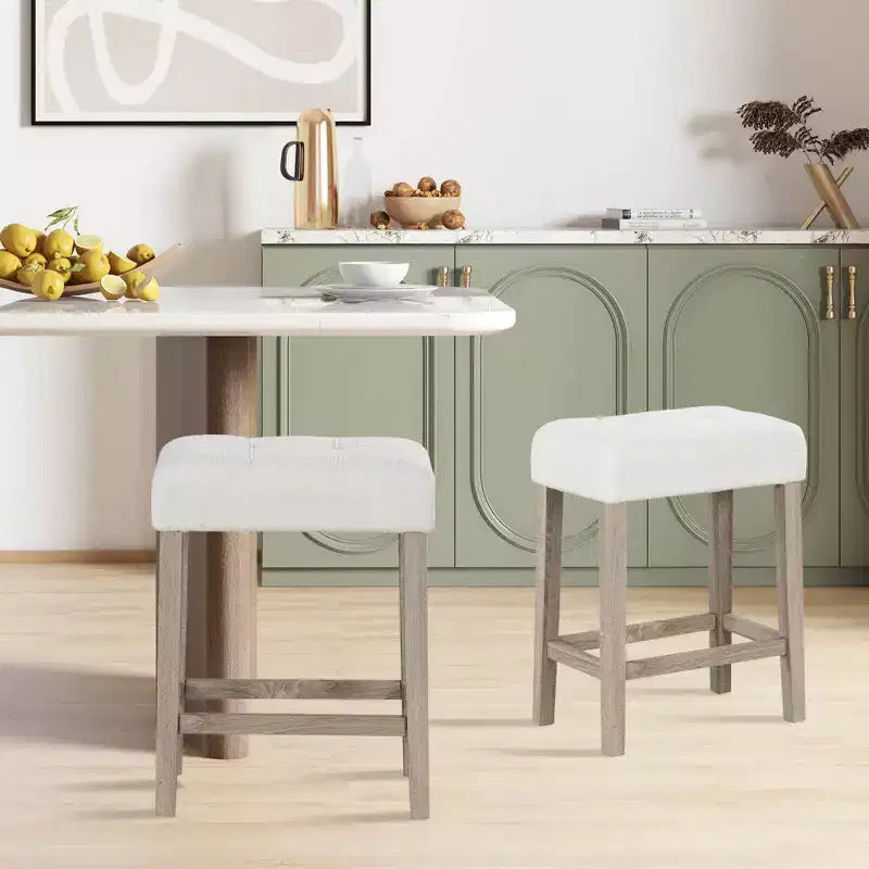 Costway Counter Height Bar Stools Set of 2/4 with Rubber Wood Legs Footrest Modern for Home