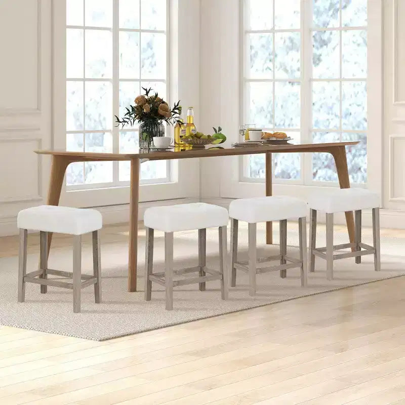 Costway Counter Height Bar Stools Set of 2/4 with Rubber Wood Legs Footrest Modern for Home