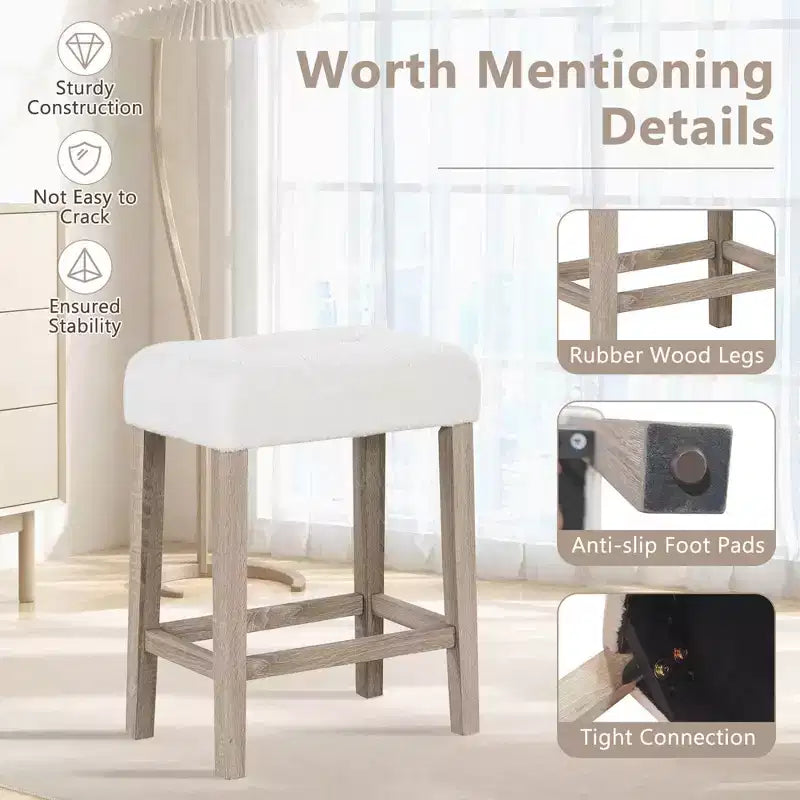 Costway Counter Height Bar Stools Set of 2/4 with Rubber Wood Legs Footrest Modern for Home
