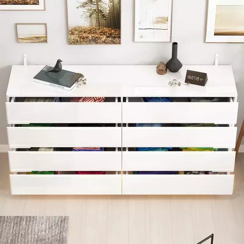 Hitow 8 Drawer Dresser with Underlight High Gloss Finish Modern Chest of Drawers