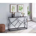 Kings Brand Furniture  Macon Modern Console Sofa Table, Black Metal Frame & Gray Wood - Perfect for Entryways and Living Rooms