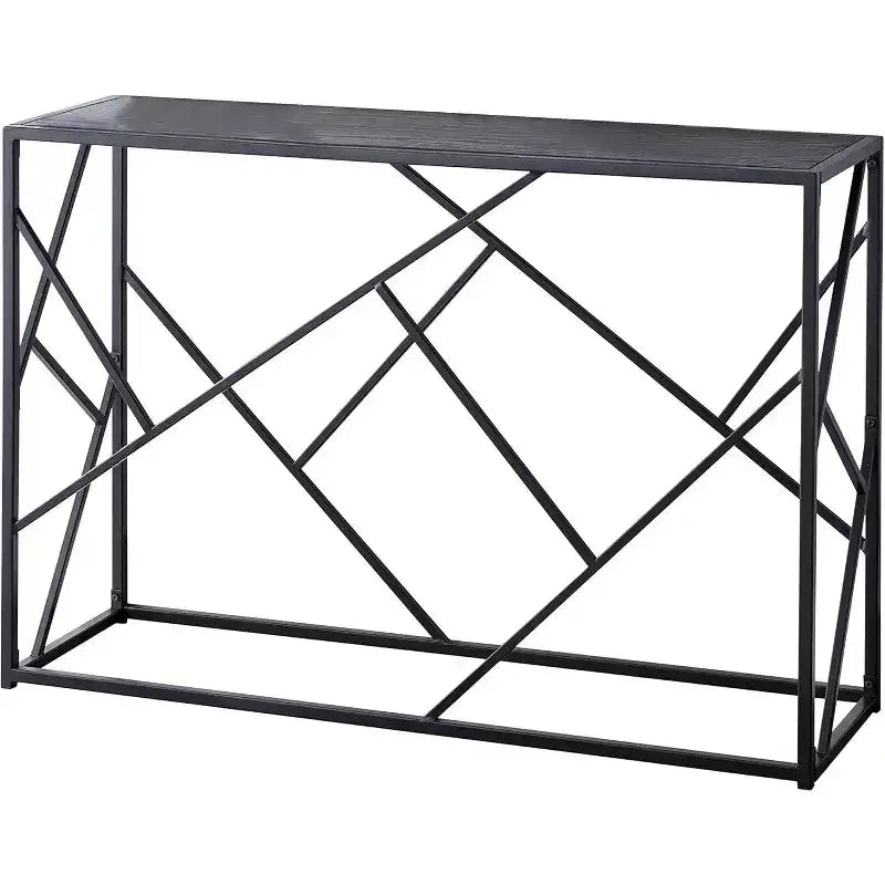 Kings Brand Furniture  Macon Modern Console Sofa Table, Black Metal Frame & Gray Wood - Perfect for Entryways and Living Rooms