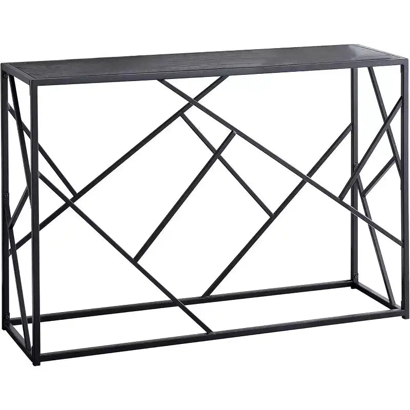 Kings Brand Furniture  Macon Modern Console Sofa Table, Black Metal Frame & Gray Wood - Perfect for Entryways and Living Rooms