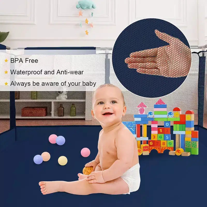 GOTGELIF 50x50 4-Panel Baby Playpen Spacious & Secure Portable Playard