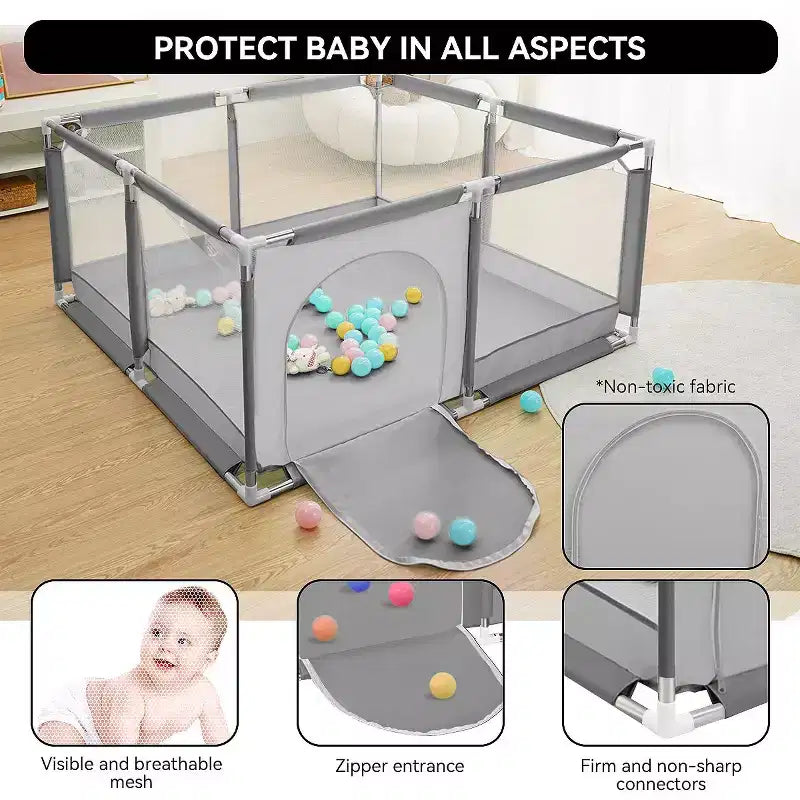 GOTGELIF 50x50 4-Panel Baby Playpen Spacious & Secure Portable Playard