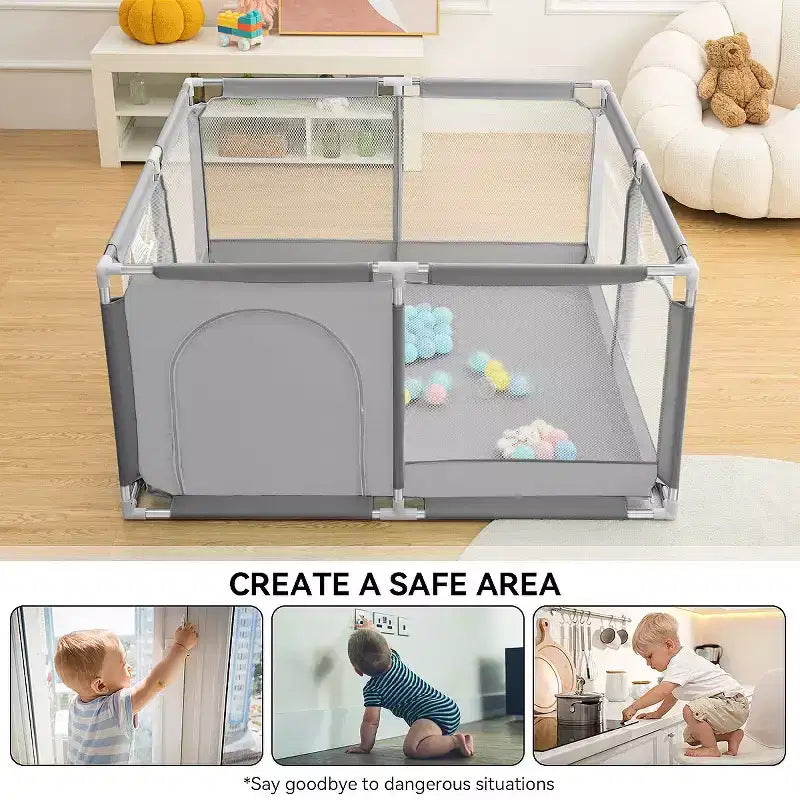 GOTGELIF 50x50 4-Panel Baby Playpen Spacious & Secure Portable Playard
