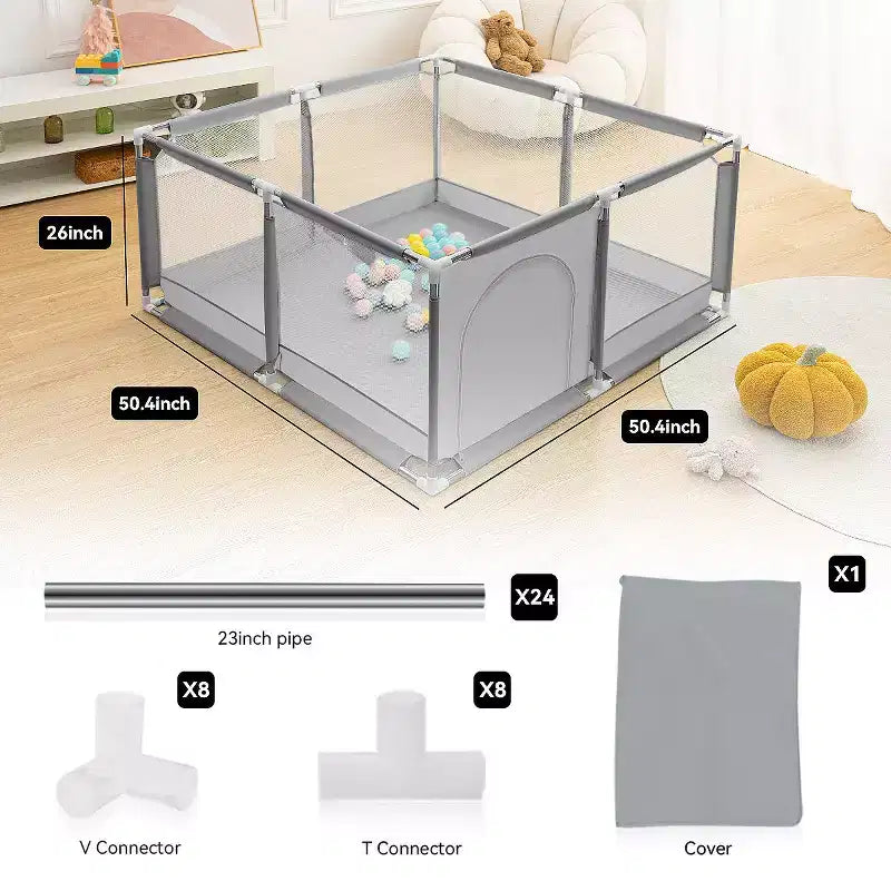 GOTGELIF 50x50 4-Panel Baby Playpen Spacious & Secure Portable Playard