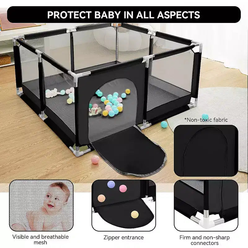 GOTGELIF 50x50 4-Panel Baby Playpen Spacious & Secure Portable Playard