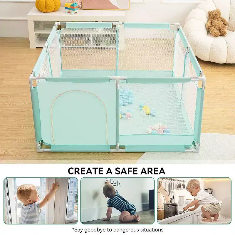 GOTGELIF 50x50 4-Panel Baby Playpen Spacious & Secure Portable Playard