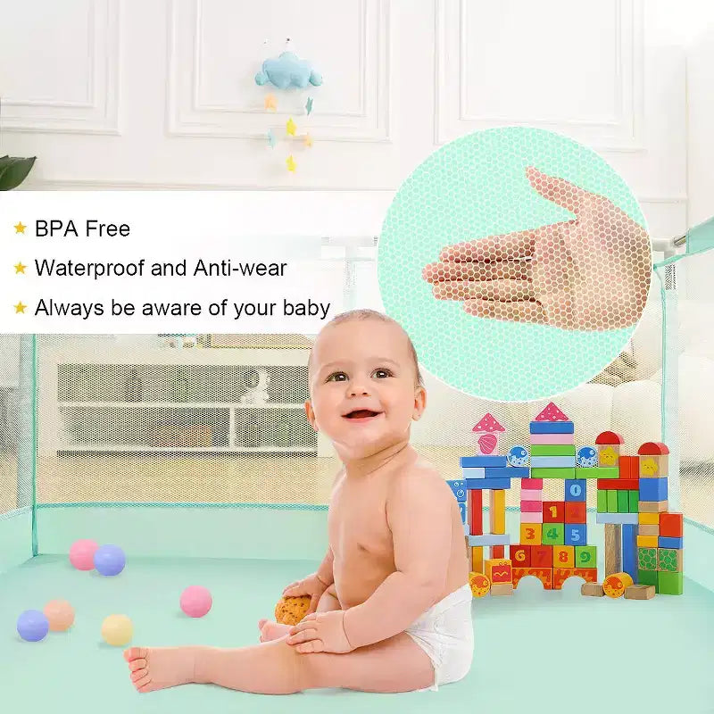 GOTGELIF 50x50 4-Panel Baby Playpen Spacious & Secure Portable Playard