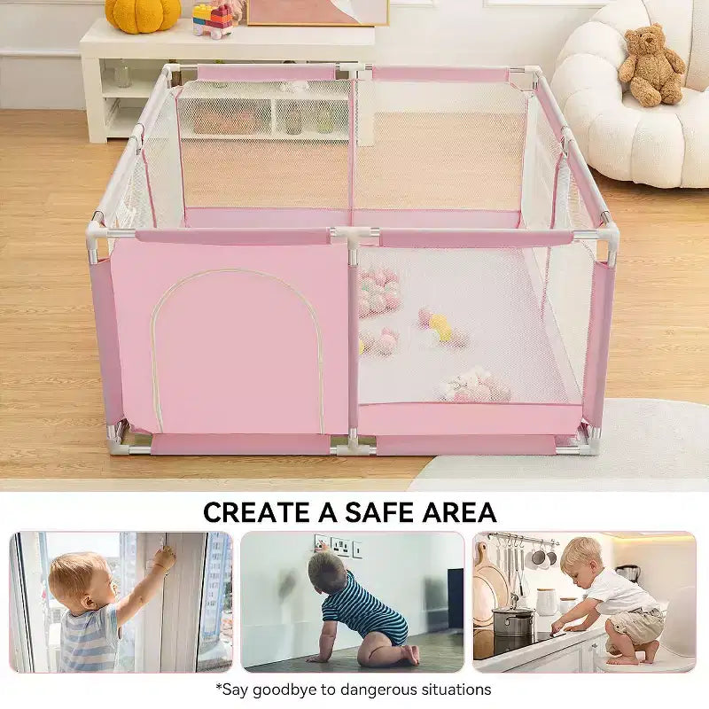 GOTGELIF 50x50 4-Panel Baby Playpen Spacious & Secure Portable Playard
