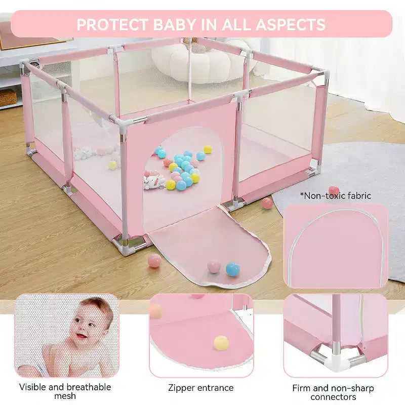 GOTGELIF 50x50 4-Panel Baby Playpen Spacious & Secure Portable Playard