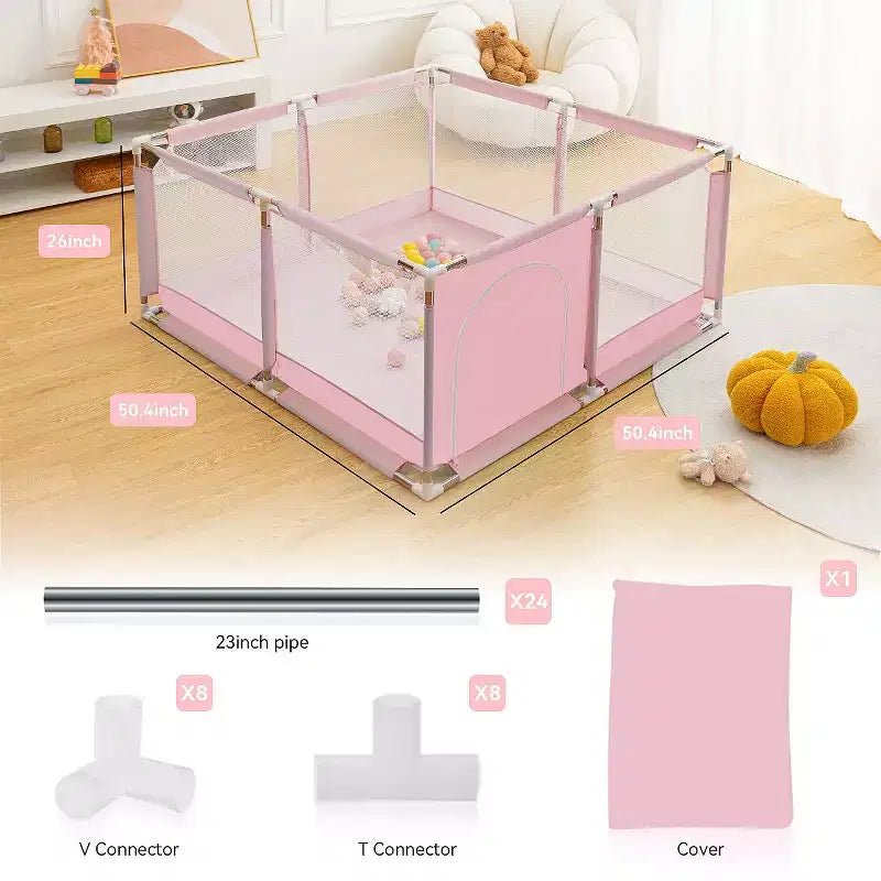 GOTGELIF 50x50 4-Panel Baby Playpen Spacious & Secure Portable Playard