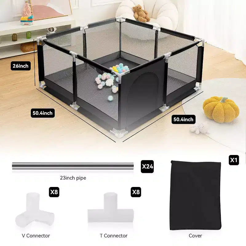 GOTGELIF 50x50 4-Panel Baby Playpen Spacious & Secure Portable Playard