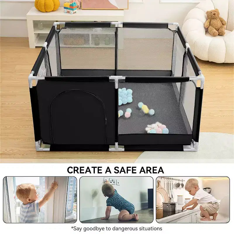 GOTGELIF 50x50 4-Panel Baby Playpen Spacious & Secure Portable Playard