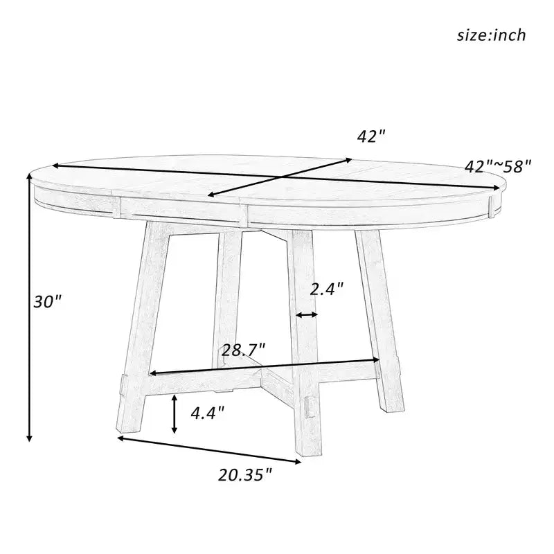 Whisen Farmhouse 4 Legs X-shaped Base Dining Table with 16 in. Leaf