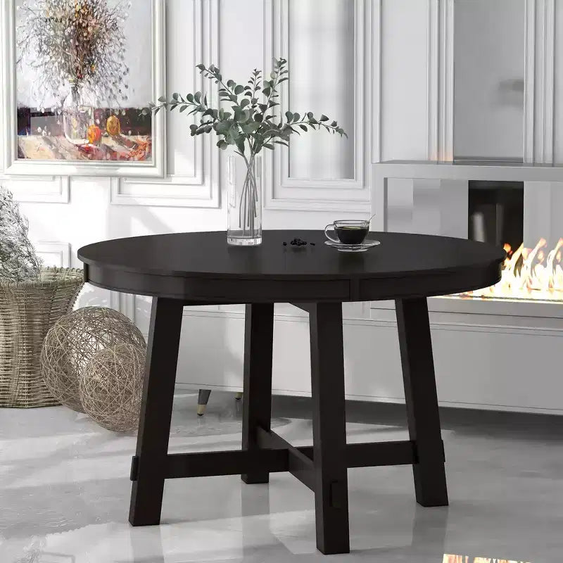 Whisen Farmhouse 4 Legs X-shaped Base Dining Table with 16 in. Leaf