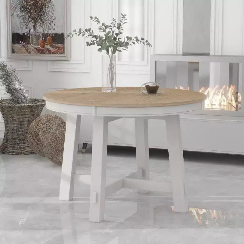 Whisen Farmhouse 4 Legs X-shaped Base Dining Table with 16 in. Leaf