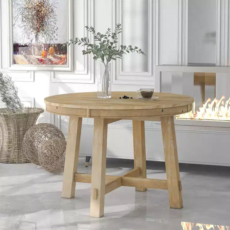 Whisen Farmhouse 4 Legs X-shaped Base Dining Table with 16 in. Leaf