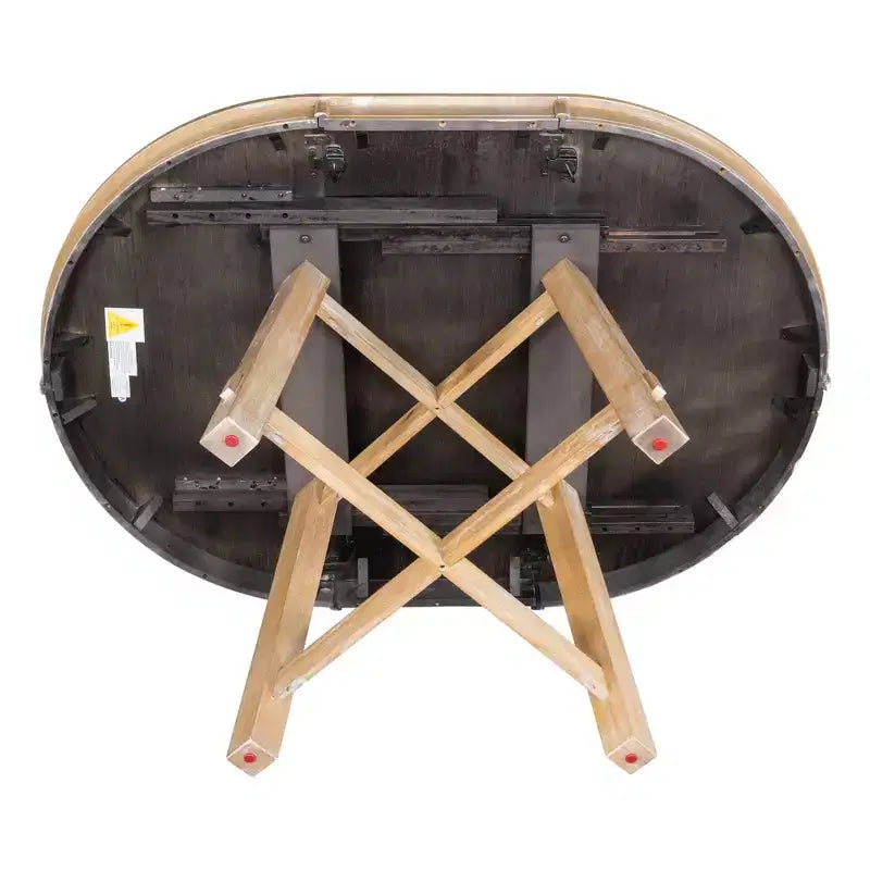 Whisen Farmhouse 4 Legs X-shaped Base Dining Table with 16 in. Leaf
