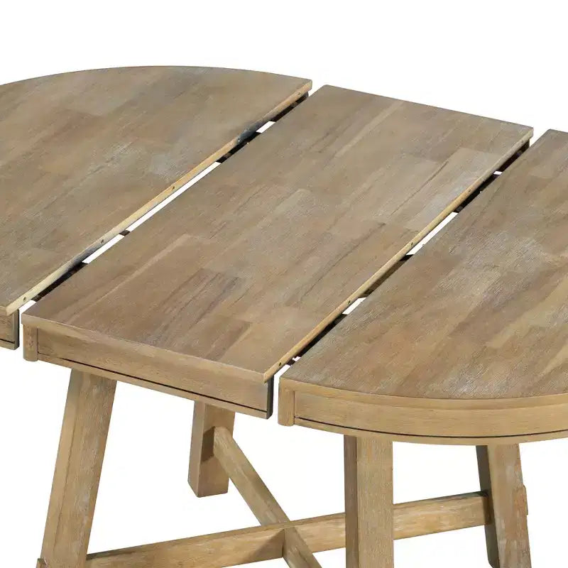 Whisen Farmhouse 4 Legs X-shaped Base Dining Table with 16 in. Leaf