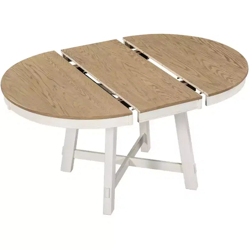 Whisen Farmhouse 4 Legs X-shaped Base Dining Table with 16 in. Leaf