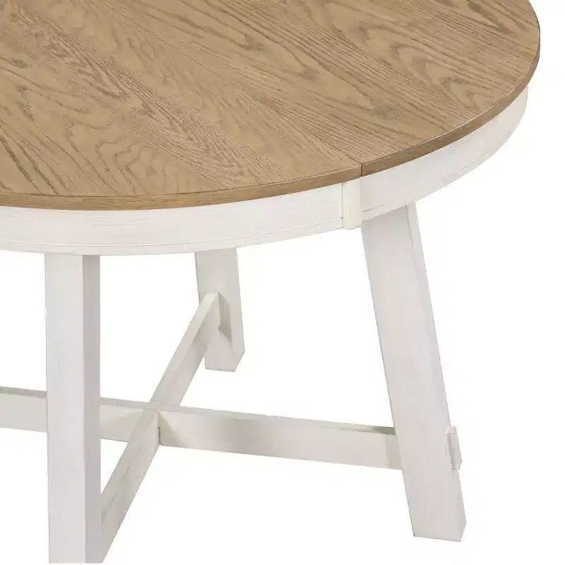 Whisen Farmhouse 4 Legs X-shaped Base Dining Table with 16 in. Leaf
