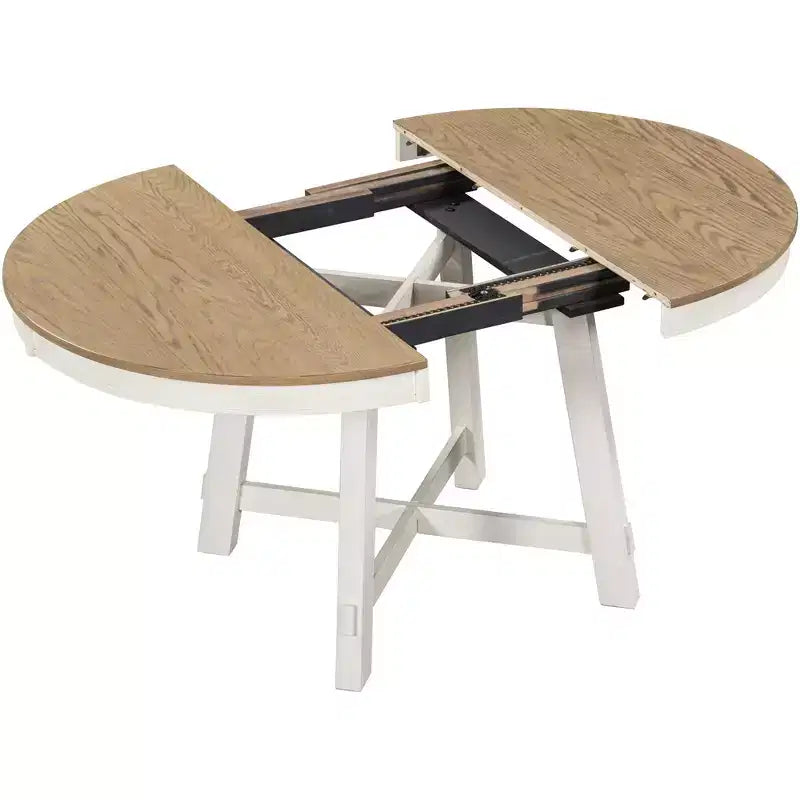 Whisen Farmhouse 4 Legs X-shaped Base Dining Table with 16 in. Leaf