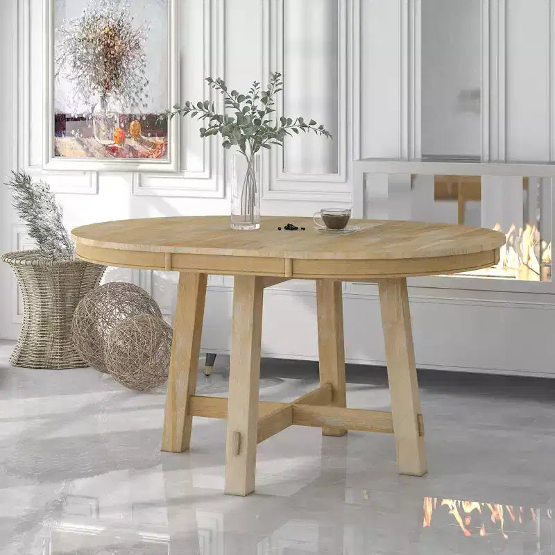 Whisen Farmhouse 4 Legs X-shaped Base Dining Table with 16 in. Leaf