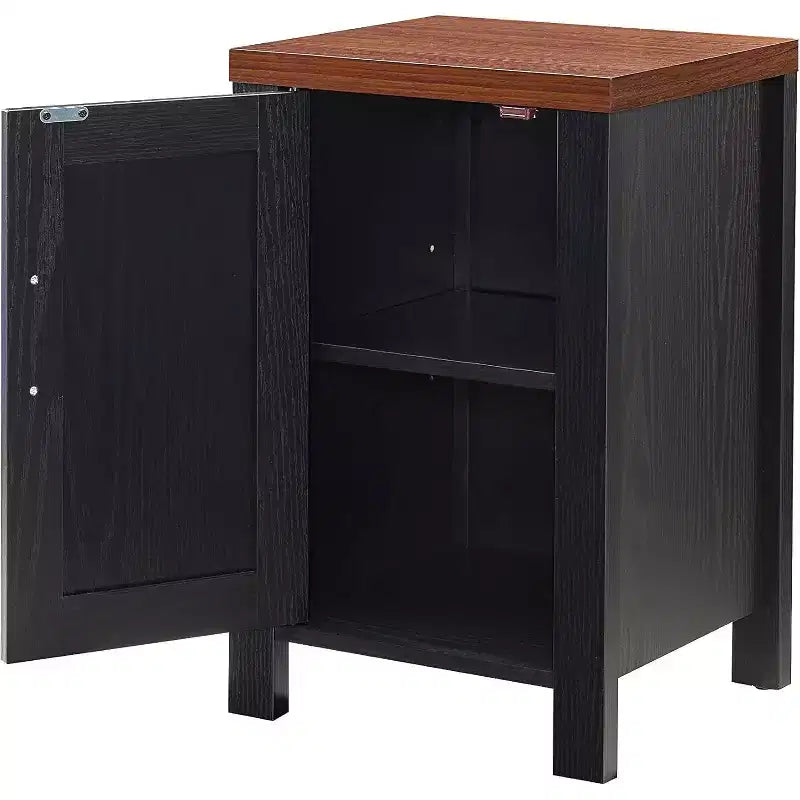 Kings Brand Furniture Sendero Modern Side End Table Nightstand with Storage Cabinet & Shelf for Bedroom, Living Room, or Office