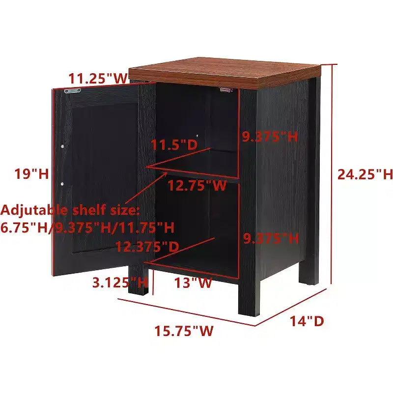 Kings Brand Furniture Sendero Modern Side End Table Nightstand with Storage Cabinet & Shelf for Bedroom, Living Room, or Office