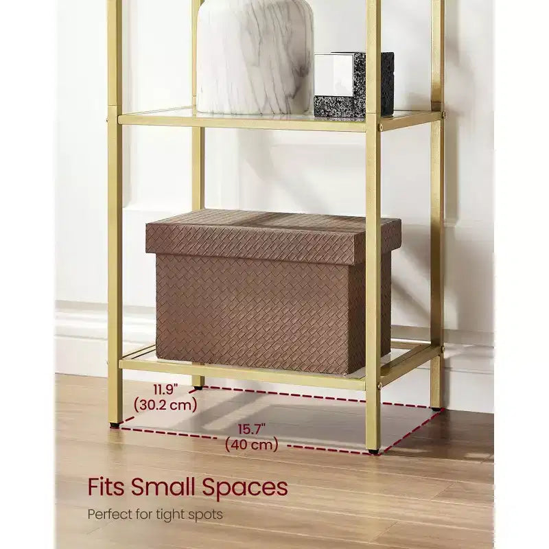 VASAGLE 5-Tier Shelf, Tempered Glass Shelving Unit, Arched Design