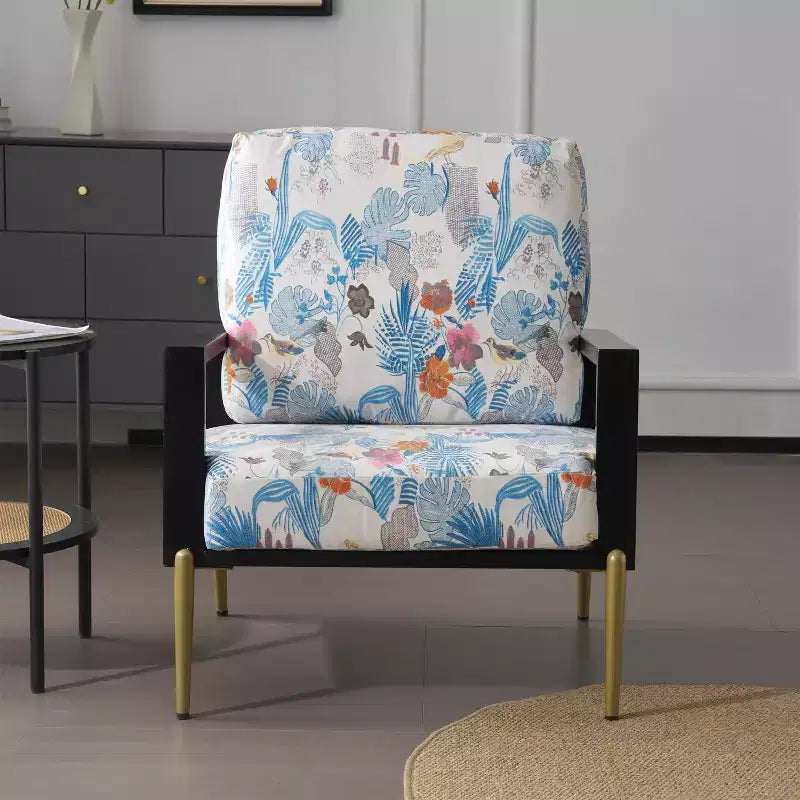 Christopher Knight Home Thurman Mid-Century Modern Metal and Rubberwood Velvet Arm Chair