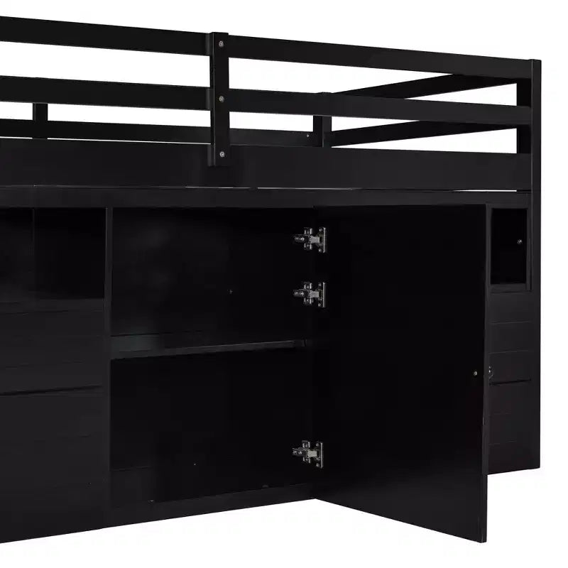 Whisen 81.8L x 40.8W Modern Design Twin Size Loft Bed with 4 Drawers, Underneath Cabinet and Shelves