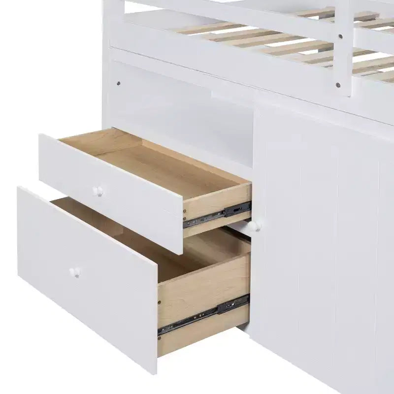 Whisen 81.8L x 40.8W Modern Design Twin Size Loft Bed with 4 Drawers, Underneath Cabinet and Shelves